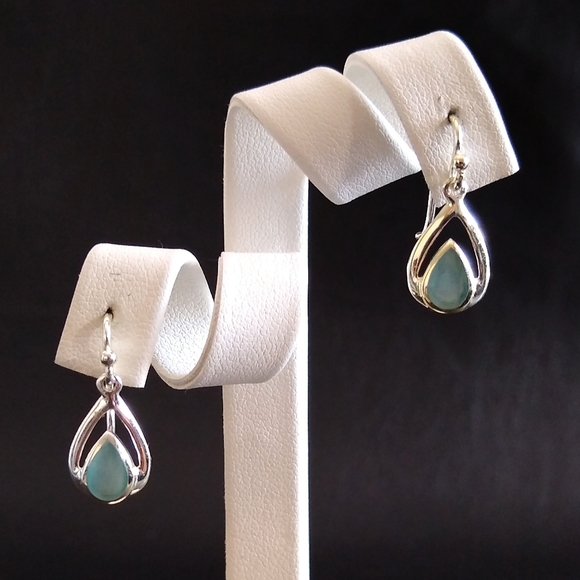 Teardrop double drop sterling silver earrings - Picture 2 of 4